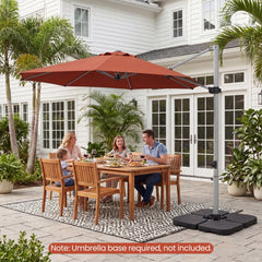 11 Feet Patio Offset Cantilever Umbrella 360° Rotation Aluminum Tilt-Brick Red