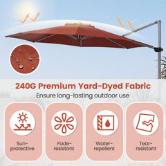 11 Feet Patio Offset Cantilever Umbrella 360° Rotation Aluminum Tilt-Brick Red