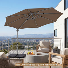 11 Feet Patio Offset Cantilever Umbrella 360° Rotation Aluminum Tilt-Tan