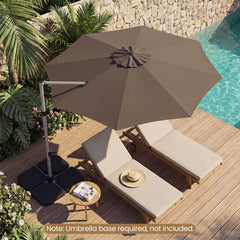 11 Feet Patio Offset Cantilever Umbrella 360° Rotation Aluminum Tilt-Tan
