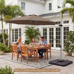 11 Feet Patio Offset Cantilever Umbrella 360° Rotation Aluminum Tilt-Tan