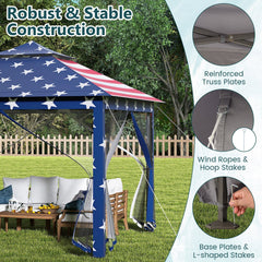 11 x 11 Feet 2-Tier Pop-Up Gazebo Tent Portable Canopy Shelter Carry Bag Mesh-Blue