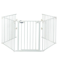 115 Inch Length 5 Panel Adjustable Wide Fireplace Fence-White