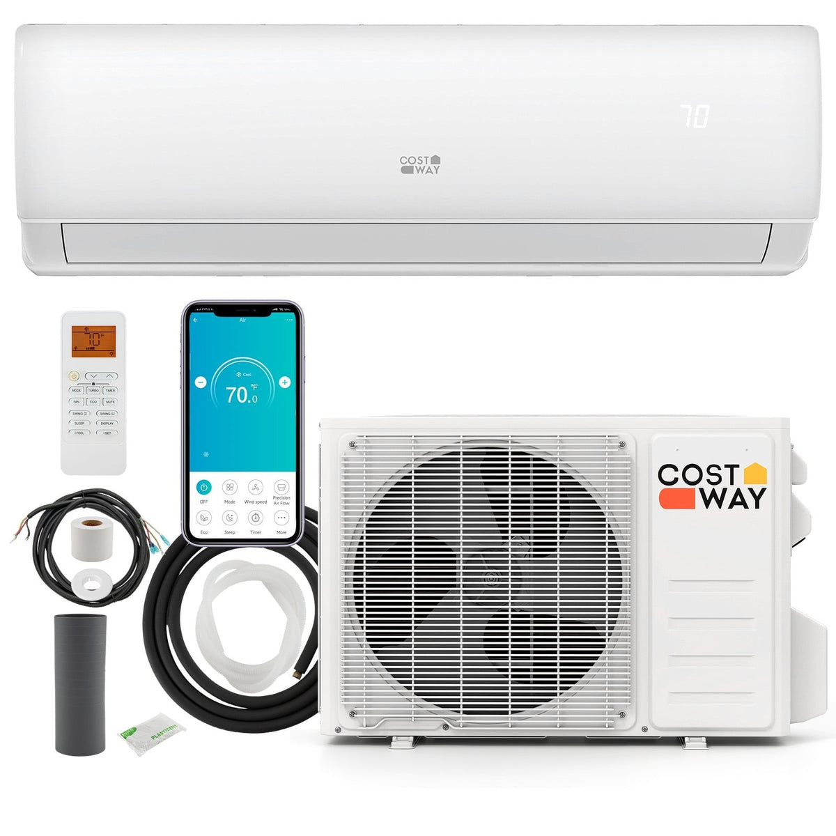 EchoCool Series 11500 BTU 208/230V Mini Split Air Conditioner and Heater Pump System