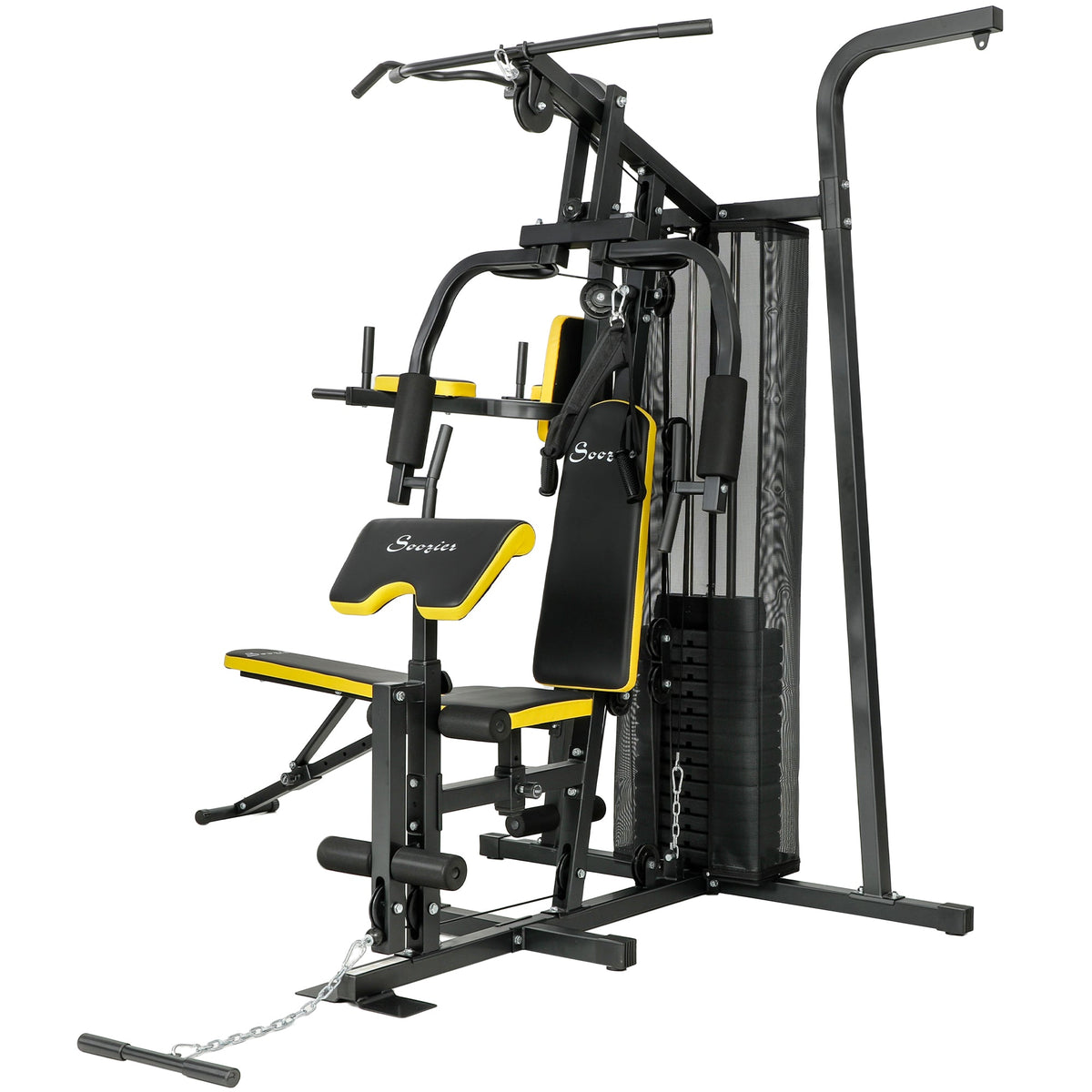 Multifunction Power Tower for Back, Chest, Arms & Leg Workouts All-in-One Home Gym with Weight Stack and Pulley System for Full Body Training