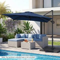 11 x 9 FT Cantilever Patio Umbrella with 360° Rotation and Easy Tilt Adjustment-Navy