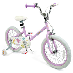 18 Inch Kids Bike with Kickstand, Reflectors and Removable Training Wheels, Purple