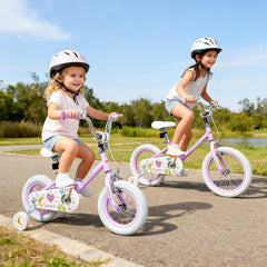 18 Inch Kids Bike with Kickstand, Reflectors and Removable Training Wheels, Purple