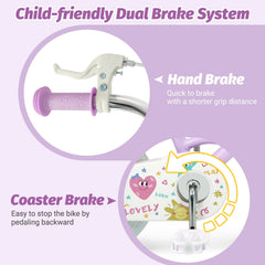 18 Inch Kids Bike with Kickstand, Reflectors and Removable Training Wheels, Purple