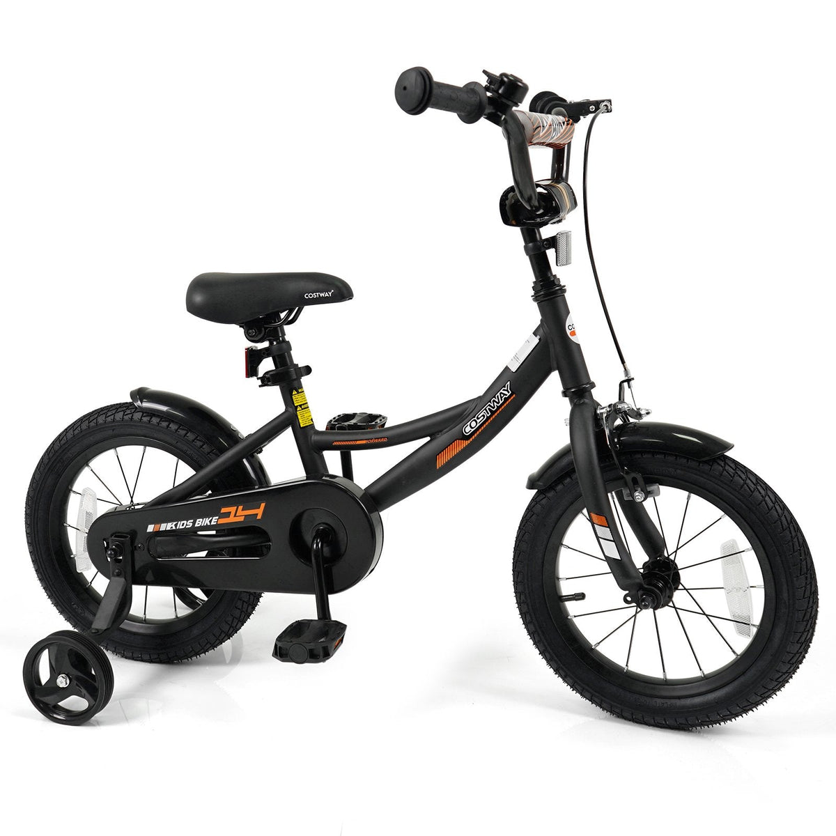 14 Inch Kids Bike with Removable Training Wheels and Adjustable Seat, Black