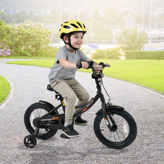14 Inch Kids Bike with Removable Training Wheels and Adjustable Seat, Black