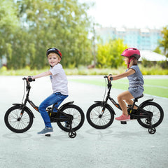 18 Inch Kids Bike with Removable Training Wheels and Adjustable Seat, Black
