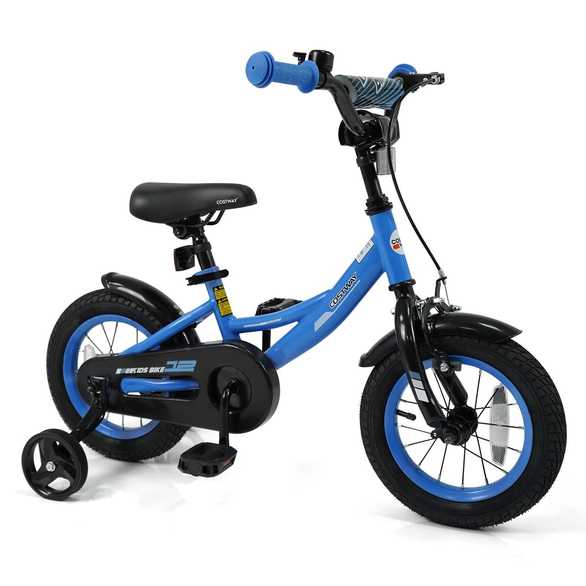 12 Inch Kids Bike with Removable Training Wheels and Adjustable Seat, Blue