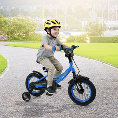 12 Inch Kids Bike with Removable Training Wheels and Adjustable Seat, Blue