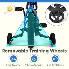 12 Inch Kids Bike with Removable Training Wheels and Adjustable Seat, Blue