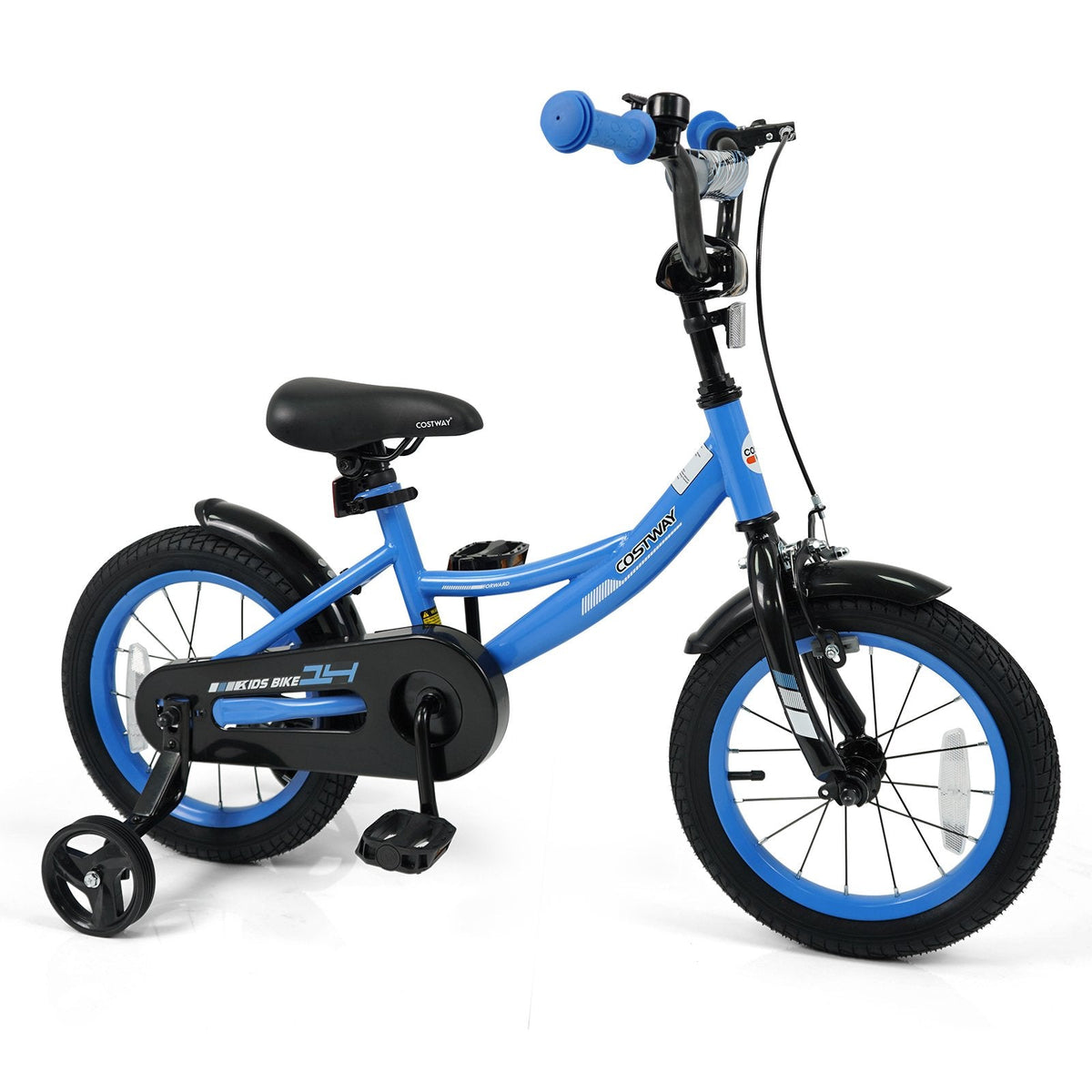 14 Inch Kids Bike with Removable Training Wheels and Adjustable Seat, Blue
