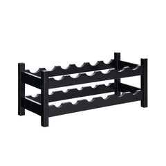 12 Bottles 2-Tier Bamboo Storage Shelf Wine Rack-Brown