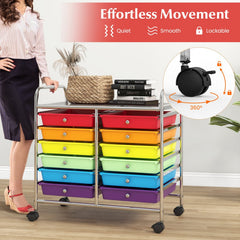 12 Drawers Rolling Storage Cart for Home and Office-Multicolor