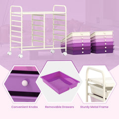 12 Drawers Rolling Storage Cart for Home and Office-Purple