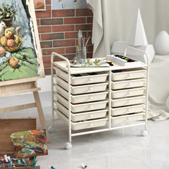 12 Drawers Rolling Storage Cart for Home and Office-White