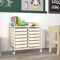 12 Drawers Rolling Storage Cart for Home and Office-White