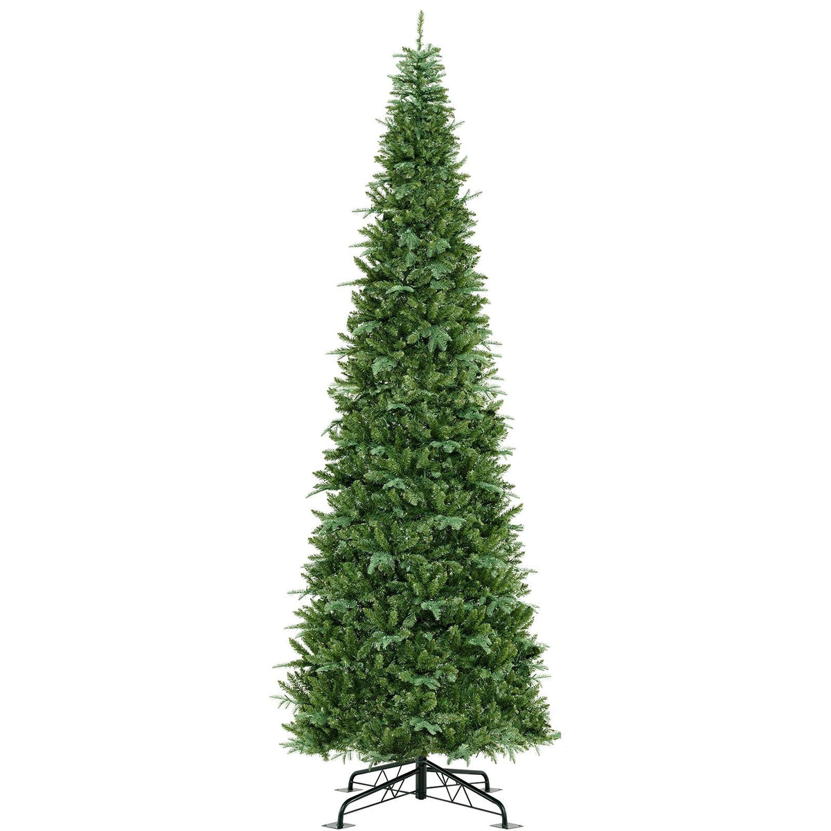 12 FT Pre-Lit Hinged Artificial Christmas Tree with 2517 Mixed PVC and PE Branch Tips
