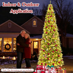 12 FT Pre-Lit Hinged Artificial Christmas Tree with 2517 Mixed PVC and PE Branch Tips