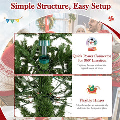 12 FT Pre-Lit Hinged Artificial Christmas Tree with 2517 Mixed PVC and PE Branch Tips
