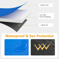 12 Feet Waterproof and Tear-Resistant Universal Trampoline Safety Pad Spring Cover-Blue