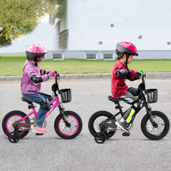 12 Inch Kids Bike with Front Basket and Training Wheels, Pink