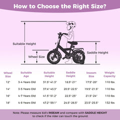 12 Inch Kids Bike with Bell, Reflectors and Removable Training Wheels, Purple