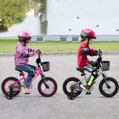 12 Inch Kids Bike with Basket, Bell and Detachable Training Wheels, Silver