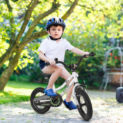 12 Inch Kids Bike with Training Wheels and Basket for Ages 3 to 4, White