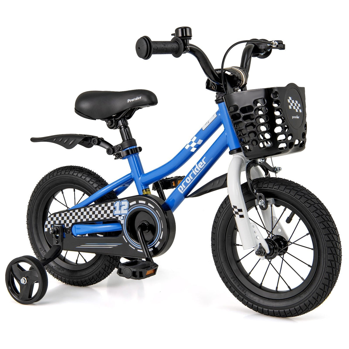 12 Inch Kids Bike with Training Wheels and Basket for Ages 3 to 4, Navy
