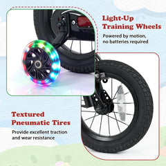 12 Inch Motorcycle Style Kids Bike with Light Up Training Wheels, Red