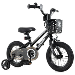 12 Inch Kids Bike with Basket, Bell and Detachable Training Wheels, Black