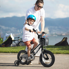12 Inch Kids Bike with Basket, Bell and Detachable Training Wheels, Black