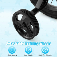 12 Inch Kids Bike with Basket, Bell and Detachable Training Wheels, Black