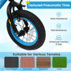 12 Inch Kids Bike with Training Wheels and Number Plate, Blue