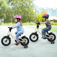 12 Inch Kids Sport Bike with Removable Training Wheels and Reflectors, Cream