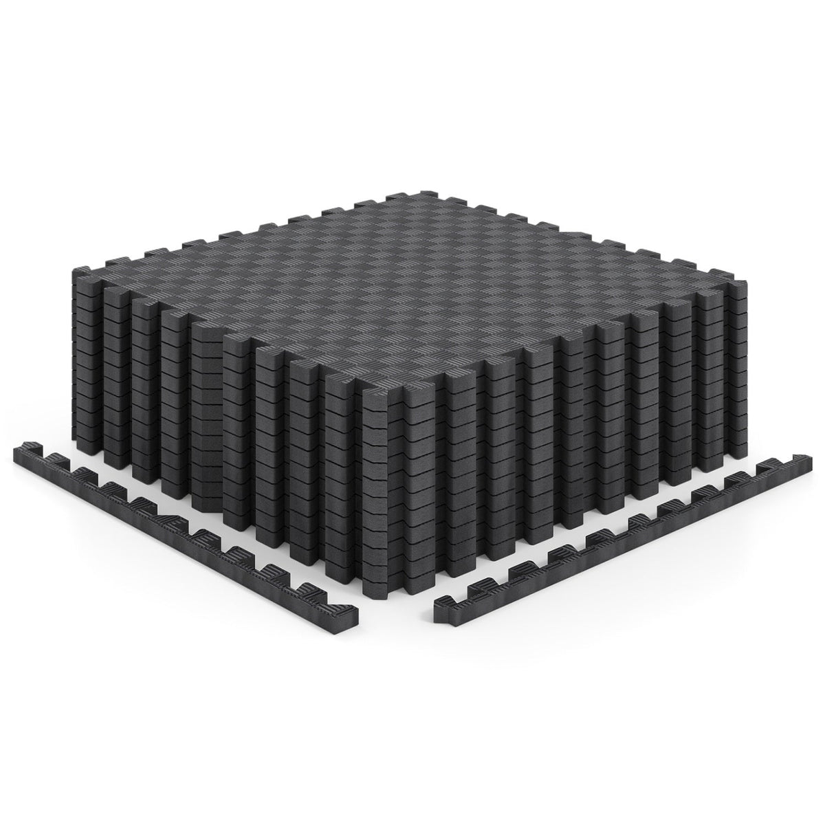 12 PCS Puzzle Exercise Mat EVA Foam Interlocking Floor Tiles-Black
