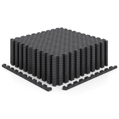 12 PCS Puzzle Exercise Mat EVA Foam Interlocking Floor Tiles-Black