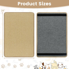 12 Piece Cat Scratcher Mat Set, 24 x 16 Inch Natural Sisal Pads with Non Slip Latex Backing