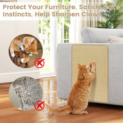 12 Piece Cat Scratcher Mat Set, 24 x 16 Inch Natural Sisal Pads with Non Slip Latex Backing