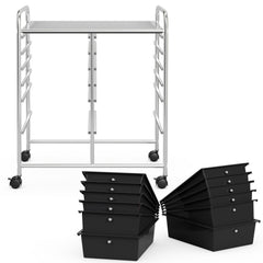 12 Drawers Rolling Cart Storage Scrapbook Paper Organizer Bins-Black