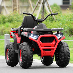 12V Kids Electric ATV Quad, 4 Wheeler with 2 Motors, Spring Suspension, LED Lights and MP3, 3 to 8 km/h, Red