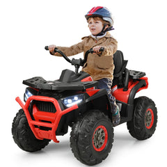12V Kids Electric ATV Quad, 4 Wheeler with 2 Motors, Spring Suspension, LED Lights and MP3, 3 to 8 km/h, Red