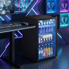 Compact Beverage Refrigerator with Glass Door and 4 Adjustable Shelves