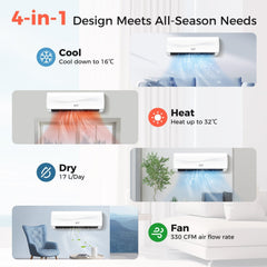 Blast Series 12000 BTU 20 SEER2 115V Ductless Mini Split Air Conditioner