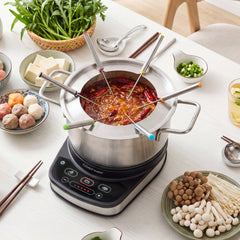 1200W Electric Fondue Pot Set with 3 L Removable Pot 6 Color-Coded Fork